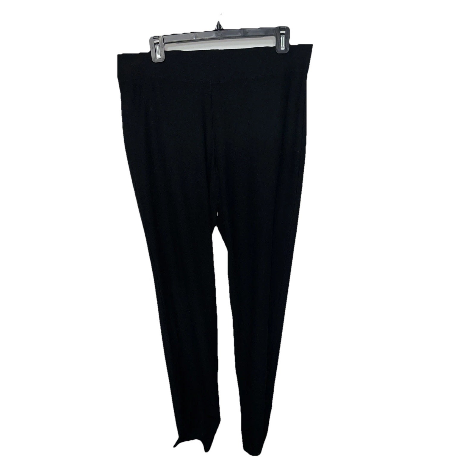 Eileen Fisher Womens Viscose Nylon Lycra Black Elastic Waist Wide Leg Pants M